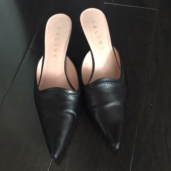 Celine Shoes - Authentic Celine Black Leather Mules